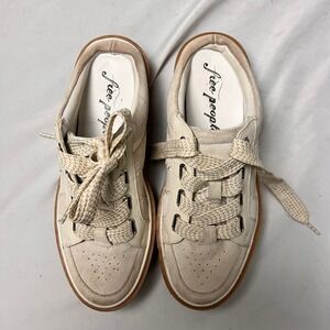Free People Fremont Mule Sneakers Bone Cream Leather‎ Hybrid Slip On Suede Sz 36